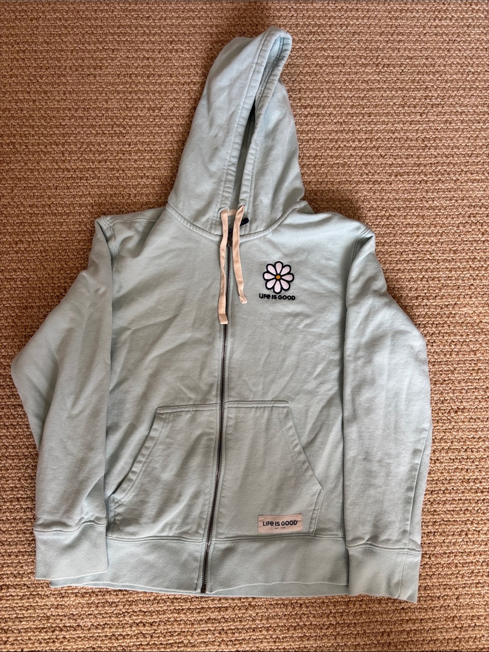 Life Is Good Light Mint Green Daisy Zip Hoodie
